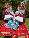 Women Wearing Vlcnov Folk Dress During Ride of Kings Festival  Vlcnov  Zlinsko  Czech Republic