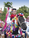 Man Riding Horse and Wearing Folk Dress During Festival Ride of Kings  Vlcnov  Czech Republic