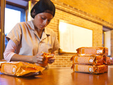 Packaging Coffee at Filadelfia Coffee Estate (R Dalton Coffee Company)  Antigua  Guatemala