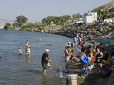 People Bathing in the Sea of Galilee  Tiberias  Israel  Middle East