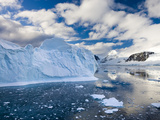 Icebergs  Brash Ice and Mountainous Terrain on Gerlache Strait  Antarctic Peninsula  Antarctica