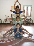 Young Boys Being Trained as Female Gotipua Dancers Performing  Raghurajpur  Orissa  Inda