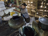 Young Woman Peparing Rice Noodles at Home  Yae Saing Kone Village  Irrawaddy Delta  Myanmar (Burma)