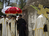 Ethiopian Palm Sunday Procession on Roof of Church of Holy Sepulchre  Old City  Jerusalem  Israel