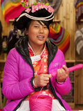 Portrait of Weaver Wearing Traditional Dress  Lijiang Old Town  Lijiang  Yunnan Province  China