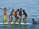 Happy Children Playing on the Beach of Savo Island  Solomon Islands  Pacific
