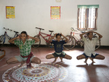 Young Boys Being Trained as Female Gotipua Dancers Performing  Raghurajpur  Orissa  Inda