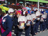 Pa Oh Minority Women Marching During Procession on Pa Oh Nat'l Day  Taungyi  Myanmar (Burma)