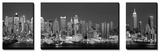 West Side Skyline at Night in Black and White  New York  USA