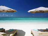 Deck Chairs and Tropical Beach  Maldives  Indian Ocean  Asia
