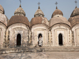 Woman with Broom Emerging from One of 108 Shiva Temples  Kalna  West Bengal  India