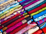 Traditional Silk Scarves of Thailand at the Night Market at Chiang Mai  Thailand  Southeast Asia