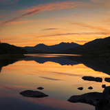 View of the Snowdon Horseshoe at Sunset from Llynau Mymbyr  Capel Curig  Wales  UK  Europe