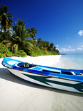 A Small Dinghy on a Tropical Beach  Maldives  Indian Ocean  Asia