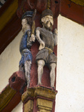 Detail of Wood Sculptures on Keratry Mansion House  Old Town  Dinan  Brittany  France