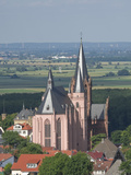 View East over Rhine Valley with St Katherine's Church in Oppenheim  Rhineland Palatinate  Germany