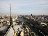 View from Notre Dame Cathedral Roof  Paris  France  Europe