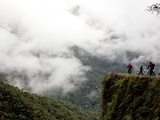 Mountain Bikers on World's Most Dangerous Road  La Paz to Coroico Road  Yungas  La Paz  Bolivia