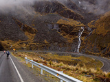 Mountain Bikers on World's Most Dangerous Road  La Paz to Coroico Road  Yungas  La Paz  Bolivia