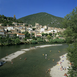 View over River Orb  Roquebrun  Languedoc-Roussillon  France  Europe
