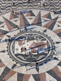Pavement Map Showing Routes of Portugese Explorers Below Monument to Discoveries  Lisbon  Portugal