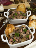 Stewed Mushroom with Speck  a Dry-Cured  Lightly Smoked Ham  South Tyrol  Italy  Europe
