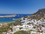 Lindos and the Acropolis  Rhodes  Dodecanese  Greek Islands  Greece  Europe