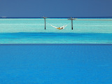 Infinity Pool and Hammock in Lagoon  Maldives  Indian Ocean  Asia