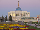 The Ak Orda  Presidential Palace of President Nursultan Nazarbayev at Twilight  Astana  Kazakhstan