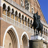 Facade of Il Santo (Basilica di San Antonio) with Donatello's Monument to Gattamelata  Padua  Italy