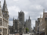 The Old Post Office on the Left  St Nickolas Church and the Belfry Beyond  Ghent  Belgium  Europe