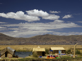 Floating Islands of Uros People  Traditional Reed Boats and Reed Houses  Lake Titicaca  Peru