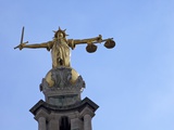 Statue of Lady Justice with Sword  Scales and Blindfold  Central Criminal Court  London  England