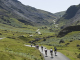 Cyclists Ascending Honister Pass  Lake District National Park  Cumbria  England  UK  Europe