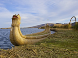 Traditional Reed Boat Uros Island  Flotantes  Lake Titicaca  Peru  South America