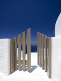 Open Gate and View at Oia  Santorini  Cyclades  Greek Islands  Greece  Europe