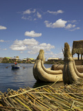 Aymara Girl in Rowboat  Uros Island  Lake Titicaca  Peru  Peruviann  Latin America  South America