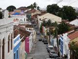 Street Scene with Colorful Houses  Olinda  UNESCO World Heritage Site  Pernambuco  Brazil