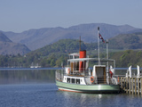 Tourist Lake Steamer Awaits Passengers at Pooley Bridge Pier  Lake District Nat'l Park  England