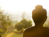 Stone Buddha Statue at Buddhist Temple  Borobudur  UNESCO World Heritage Site  Java  Indonesia
