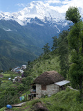 View of Southern Annapurna with Landruk Villge in Foreground  Pokhara  Annapurna Area  Nepal  Asia