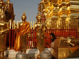 Procession and Buddha Statues in Doi Suthep Temple  Chiang Mai  Thailand  Southeast Asia  Asia