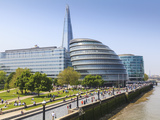 South Bank with City Hall  Shard London Bridge and More London Buildings  London  England  UK