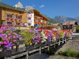 Bridge and Flowers  Pozza di Fassa  Fassa Valley  Trentino-Alto Adige/South Tyrol  Italy