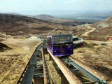 Uphill Car Is About to Pass Downhill Car on Cairngorm Funicular Railway  Cairngorms  Scotland  UK