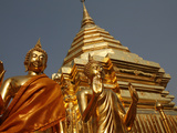 Statues and Chedi in Doi Suthep Temple  Chiang Mai  Thailand  Southeast Asia  Asia