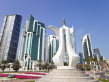 Coffee Pot Monument and New Skyline of West Bay Central Financial District of Doha  Qatar
