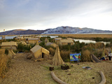 Floating Islands of Uros People  Traditional Reed Boats and Reed Houses  Lake Titicaca  Peru