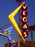Neon Vegas Sign at Dusk  Downtown  Freemont East Area  Las Vegas  Nevada  USA  North America