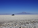 A 4x4 on Salar de Uyuni  the Largest Salt Flat in the World  South West Bolivia  Bolivia